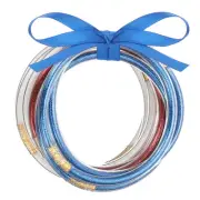 Glitter Bangles Bracelets 9Pcs Silicone Bracelets , Blue Red White