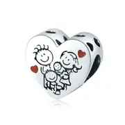 Silver plating Love Family Heart Beads for Jewelry Charm Fit Bracelet