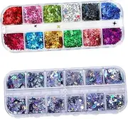 ASAKKURA Professional Nail Glitter Sequins 4 Pointed Star Shiny Sequins Nail Gems Glitter