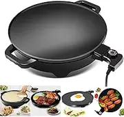 1350W Electric Crepe Makers, Non-Stick Baking Pan & Chapati & Skillet and Pancake Maker Machine, 5-Speed Speed Adjustment, Roti and Crepe Maker, for Eggs Pancakes Pizza