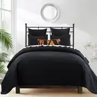 Luxury Black Velvet Comforter Set - Quilt King Size, Geometric Bedspread Cove...