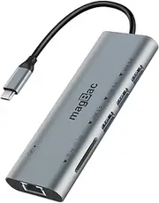 MagBac Laptop Docking Station 7-in-1 USB Hub with 4K@30Hz HDMI Display Port, 3 USB A 3.0 Data Ports, SD/TF Card Slot, Gigabit Ethernet for MacBook Pro/Air, HP, Dell, Lenovo, Surface, Windows Laptop