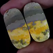 Natural BumbleBee Jasper Matched Pair 35.80 Cts. Cabochon Gemstone For Pendant