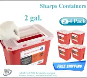 Sharps Container 2 gal. Biohazard Needle and Syringe Disposal with Lock Lid 4/Pk