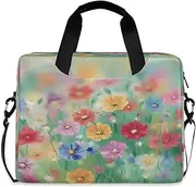 Quteprint Abstract Watercolor Wildflowers 15.6 Inch Laptop Bag Briefcase for Business, Water-Resistant Computer Bag Fits 14-16 Inch Notebook for Men Women, Office Travel Work Backpack, Multi