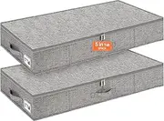 punemi Low Profile Under Bed Storage, 5 inches High Underbed Storage Containers With Sturdy Sidewalls & Bottom, Slim Under Couch Sofa Storage, Shallow Under Bed Organizer Clothes Storage Bins, 2Pack