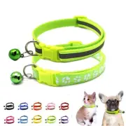 Green Small Dog Collar with Bell, Basic & Reflective Cat Collar Boy Puppy Col...