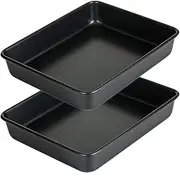 11 Inch Baking Sheets Pan Nonstick Set of 2, Walooza 2-inch Deep Baking Trays, 11X9 Inch Cookie Sheet Replacement Toaster Oven Tray, Non Toxic & Heavy Duty & Easy Clean