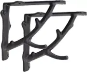 NACH Decorative Shelf Brackets, 2 Pack of 7 X 2 X 7.3 Inch, Black Cast Iron Rust