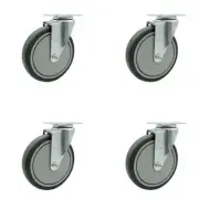 6 Inch SS Thermoplastic Rubber Wheel Swivel Top Plate Caster Set Service Caster