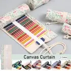 24/48/72 Holes Canvas Wrap Roll up Pencil Case Art Pen Bag Holder Storage Pouch
