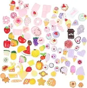 FUNOMOCYA DIY Sticking Material 100 Pcs Resin Food Ornaments Non-Toxic Odorless Ideal for Phone Case Decor Family Art Projects