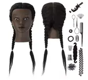 Mannequin Head Human Hair, 100% Real Hair Manikin Head, for Hair Styling (Black)