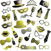 30 pcs Photo Booth Props,Photo Props Wedding,Party Photo Booth Props Decoration for Halloween Christmas Table Birthday Carnival New Year's Eve Party