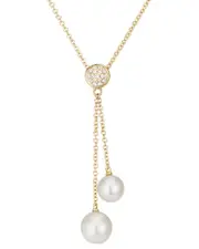 14K Diamond .05 ct. tw. & 6.5 Pearl Necklace