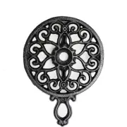 Cast Iron Teapot Warmer Dish Cups Heater Pot Trivet - Rustic & Graceful Patte...