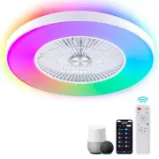 24" Bladeless Ceiling Fans with Lights and Remote/APP/Voice Control, Low