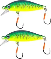 Fish Lures 2 Pcs Artificial Bait 50mm 3.2g Sinking Minnow Bait Stream Trout Fishing Bait for Perch Pike Trout Fish Hook