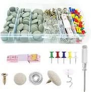 65 Set Automotive Car Roof Headliner Repair Button + 50 Pcs Rivets Repair Button, Auto Roof Snap Rivets Retainer for Interior Ceiling Cloth Fixing Repair Buckle with Installation Tool
