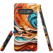 For Samsung Galaxy S10+ Plus Tough Protective Cover, Swirling Gold