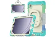 WASSUP Samsung Galaxy Tab A9 8.7 inch 2023 Case With Screen Protector 360 Degree Handle Ring Folding Stand-RainbowBlue