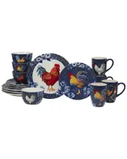 Certified International Indigo Rooster 16pc Dinnerware Set