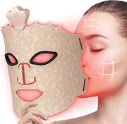 LED Light Mask - 7 Colors Red Light Mask for Face, Facial Skin Care at Home, Cordless, Ergonomic Design and Rechargeable for Home (Khaki)
