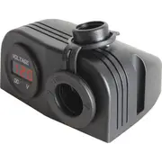 Marine Grade Cigarette Power Socket w/ LED Voltmeter 10A Panel & Surface Mount