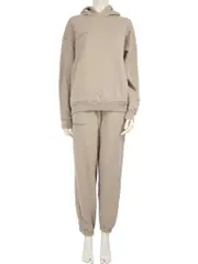 Beige Matching Tracksuit Set