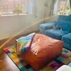 Relaxing Unstuffed Pouffe Moroccan Footstool Home Decore Leather 30''
