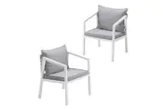 Livsip 2PCS Outdoor Furniture Chairs Steel Frame White