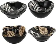 Hoement 4Pcs Ceramic Seasoning Plates Elegant Appetizer Serving Dishes Fruit Holders Sauce Bowls for Condiments Desserts and More Safe Ceramic Design