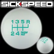 WHITE/TEAL FING FAST SHIFT KNOB FOR 6 SPEED SHORT THROW SHIFTER 12X1.25 K08