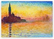 [KWAY] Monet Canvas Wall Art Print - San Giorgio Maggiore at Dusk Poster - Impressionist Landscape Oil Painting Reproduction Abstract Wall Decor for Kitchen Bedroom Unframed (12x16in/30x40cm)