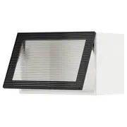METOD wall cab horizontal w glass door, white/Hejsta anthracite reeded glass, 60x37x40 cm