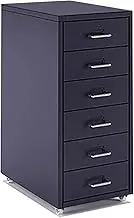 Metal Wheeled Filing Cabinet with 6 Drawers File Storage Organizer for Office, Dark Grey (6 Color Options)