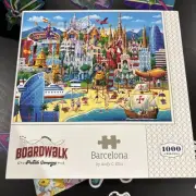 Barcelona 1000 Piece Jigsaw Puzzle Boardwalk Open Box, New