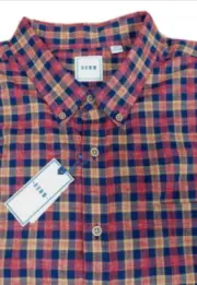 ROWM Men's Short Sleeve Plaid Shirt Cotton-Polyester Multi Color size XL