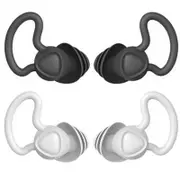 Silicone Earplugs 2 Pairs of Noise Sound Reduction Reusable Ear Plugs for Sleeping -Black and White