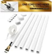 Delamu Cord Hider, 94in Covers for Wires on Wall, One-Cord Small, White