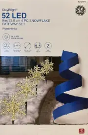 4 GE StayBright Warm White Snowflake LED Pathway Lights - 2127378 - NEW