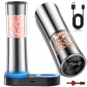 Electric salt and pepper shakers grinder shakers set,spice refillable,black,a...