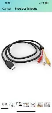 HDMI to RCA Cable 1080P 5ft/1.5m HDMI Male to 3-RCA Video Audio AV Cable Adapter