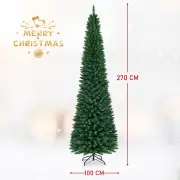 Costway2.7 M Slim Pencil Christmas Tree with Branch Tips for Indoor Decoration