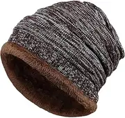 [LiuliuBull] Winter Fold Outdoor Plus Cashmere Cap Knitting Skull Hat Knitting Wool Warm Hat Beanie Skull Cap (Color : Brown)