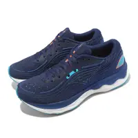 在飛比找PChome24h購物優惠-Mizuno 慢跑鞋 Wave Skyrise 4 男鞋 藍