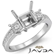 Diamond Engagement Promise Ring 3 Stone Princess Semi Mount Platinum 950 0.8Ct