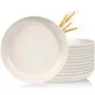 Set Of 12 Plates Dishes Premium Wheat Straw - 10 Inch Unbreakable Hard Plastic