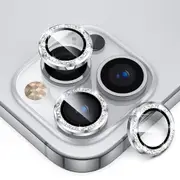 ZUSLAB iPhone 13 Pro Max Camera Lens Protector, 9H Tempered Glass Camera Cover Screen Protector Metal Individual Ring for Apple (2021) - Sparkling Silver
