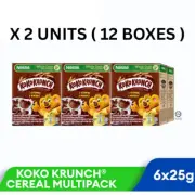 NESTLE KOKO KRUNCH Cocoa Whole Grain Cereal School Breakfast MultiPack 12 x 25g